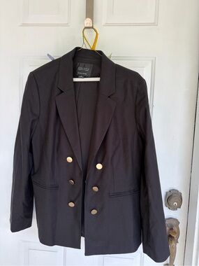 Witchery Black Double-Breasted Blazer with Gold Buttons